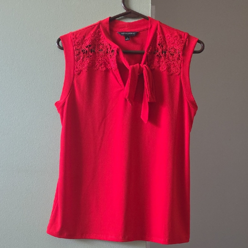 Banana Republic Vibrant Red Lace Blouse